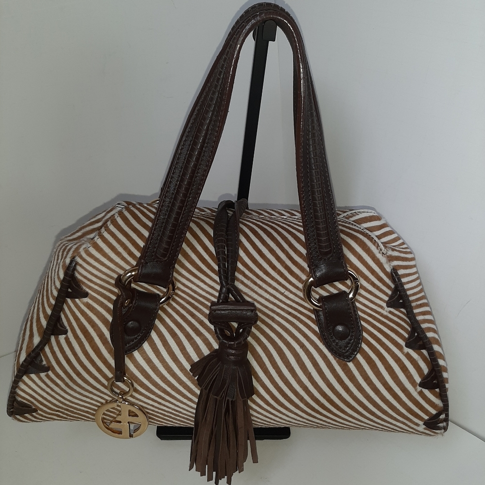 Giorgio Armani Calf Hair Leather Satchel